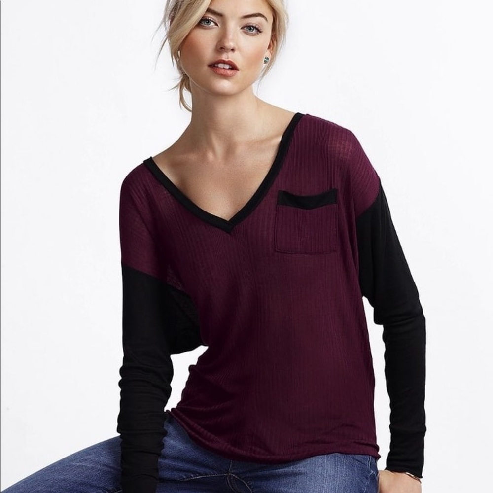 NWOT Victoria’s Secret Ribbed Long-sleeve Boxy Tee